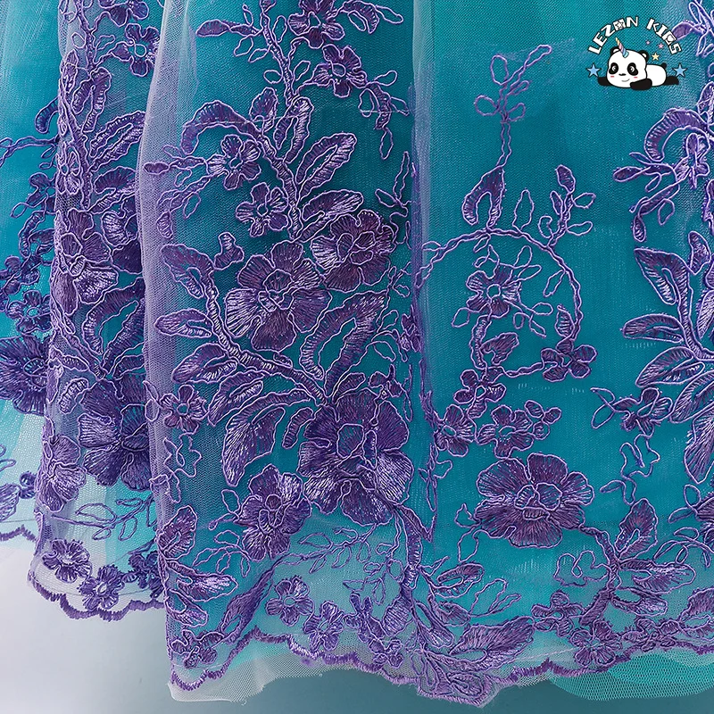 LEZONKIDS - Novo Vestido de Princesa com Pérolas e Lace com Embutimento Pesado e Arco para Meninas
